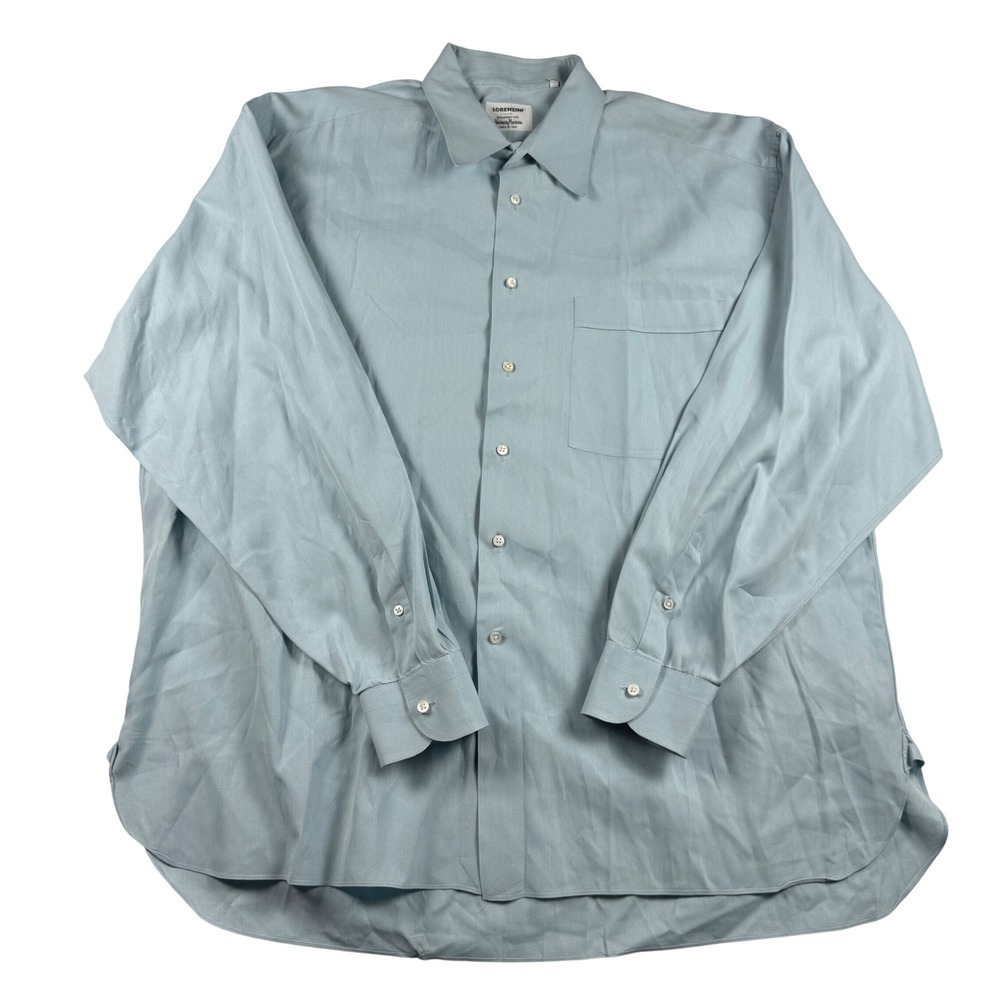 Lorenzini Neiman Marcus Men 18 46 Light Blue Textured Button Down Shirt Italy